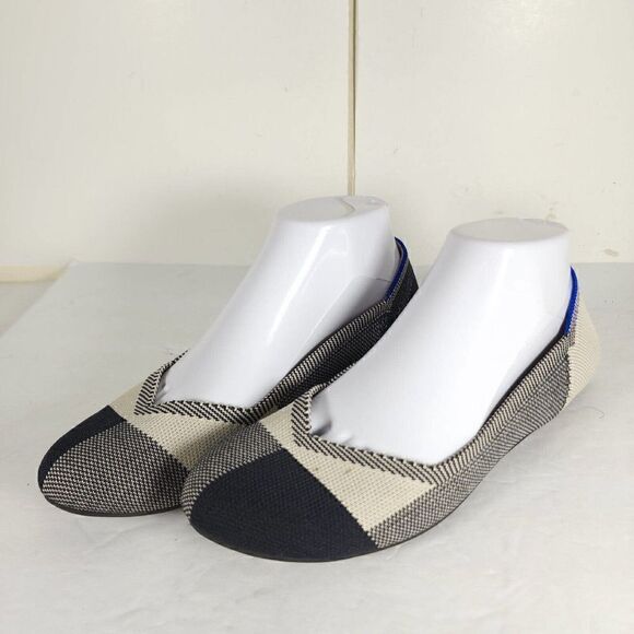 Rothy’s Women’s Captoe US8,5 Black Charcoal White Retired Round Toe SlipOn Flat - Picture 1 of 13
